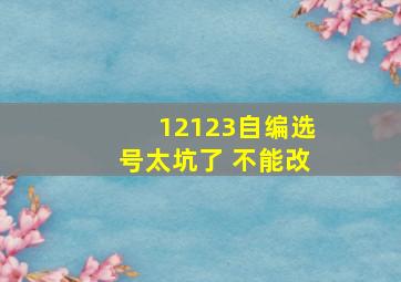 12123自编选号太坑了 不能改